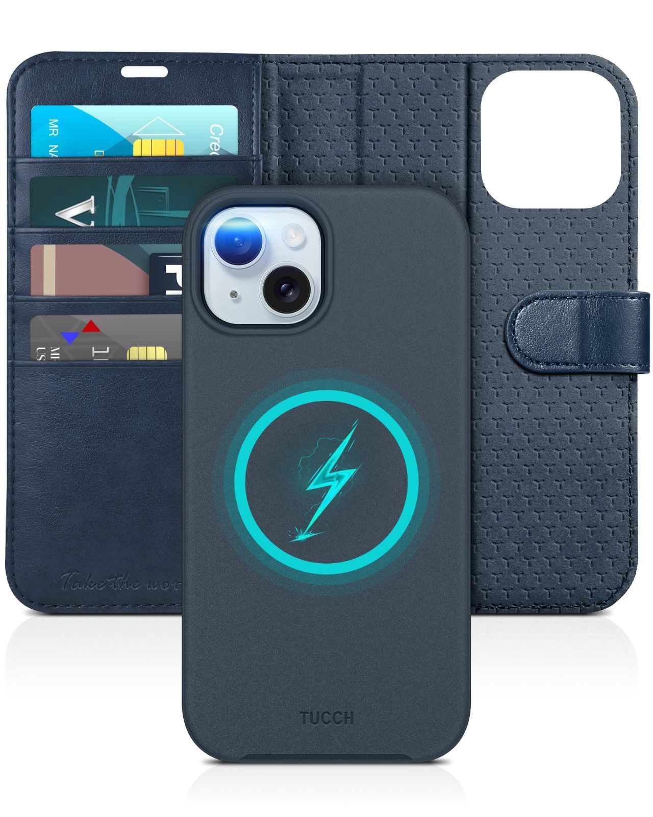 新品 TUCCH iPhone 15 対応 ケース 手帳型 2in1 分離式 アイフォン15 ケース 手帳型 取り外し可能 2way カード収納 スタンド機能 高級PU合皮 全面保護 衝撃吸収 [RFIDブロッキング] アイフォン15 財布型