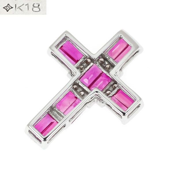 GSTV K18WG ルビー ダイヤモンド ペンダントトップ 1.60ct D0.09ct