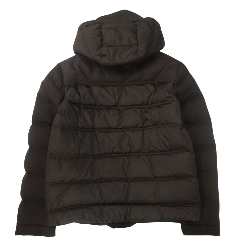 グッチ GUCCI クレストロゴ ダウン ジャケット パーカー ブルゾン フード レザーパッチ ウール 2011年製 48 茶 ブラウン メンズ 古着