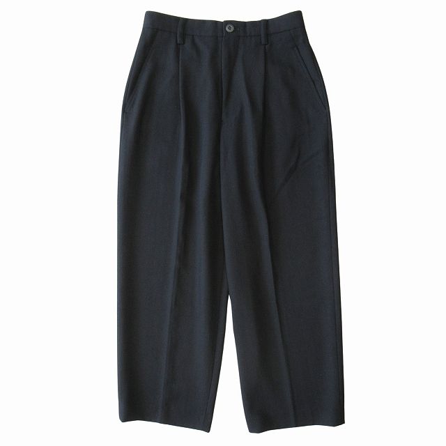 美品 96AW イッセイミヤケ ペルマネンテ ISSEY MIYAKE PERMANENTE ウール ワイド テーパード タック パンツ スラックス オールド ヴィンテージ ビンテージ アーカイブ PE63-FF076 サイズL 黒 ブラック レ