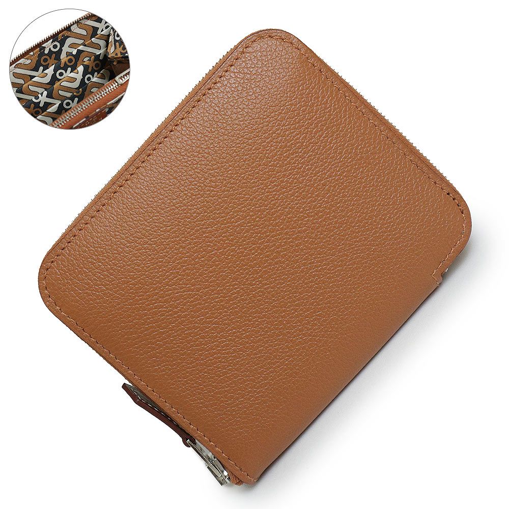 エルメス アザップ コンパクト エバーカラー ブラウン シルクイン 財布