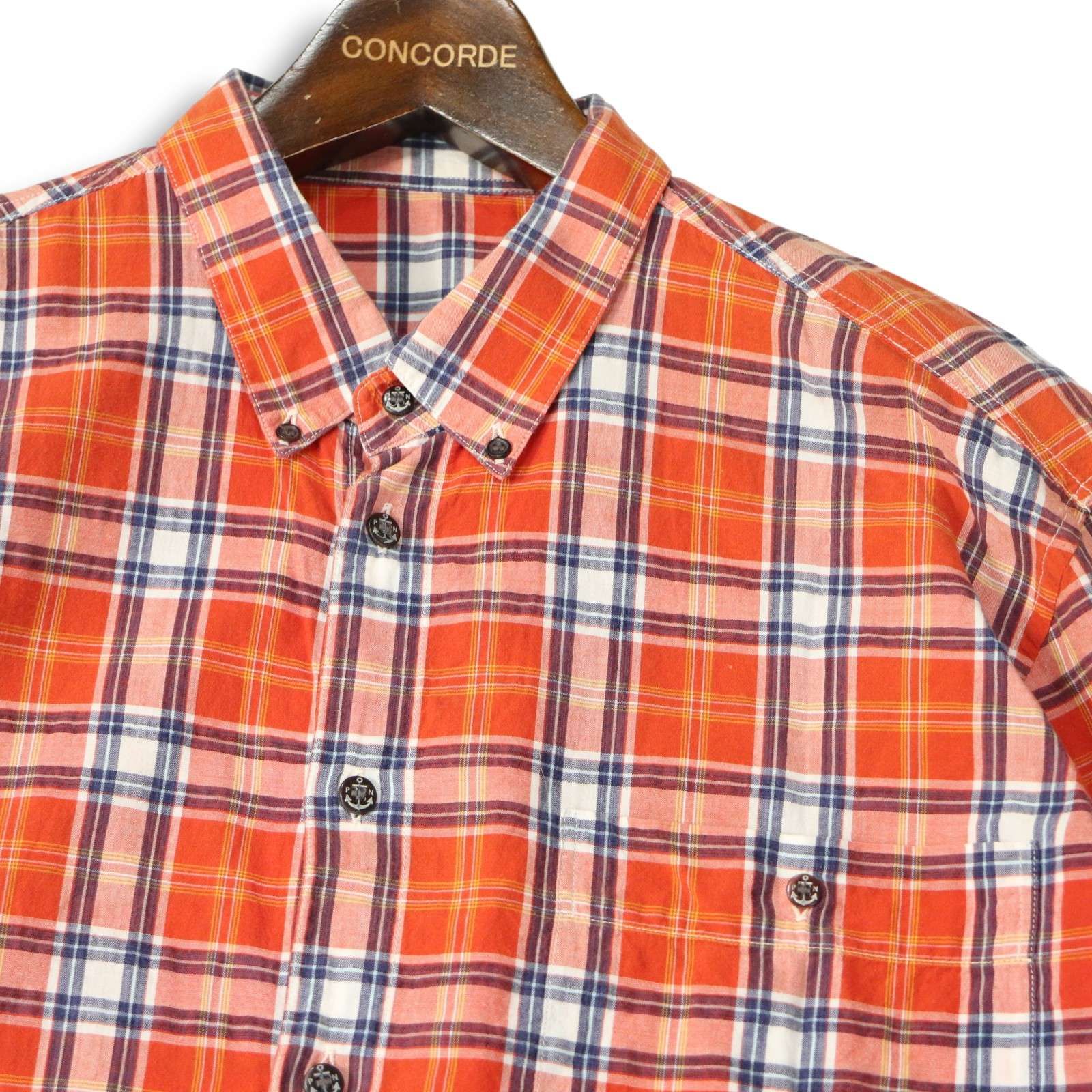 Papas パパス 通年☆ ゆったり♪ 長袖 チェック柄 ボタンダウン シャツ