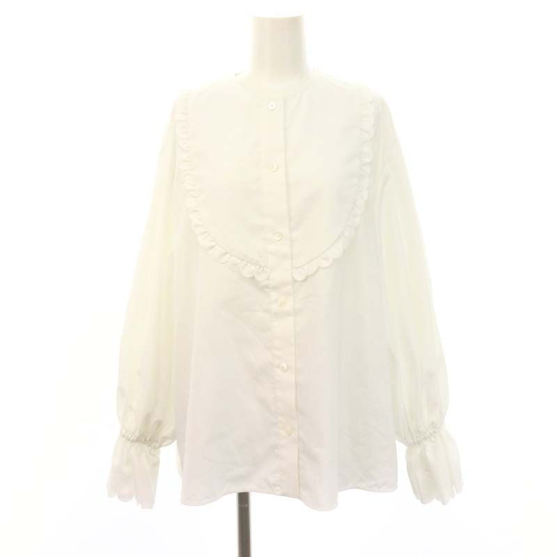 ヨリ yori 22AW スカラップカットワークブラウス ノーカラー 長袖 F