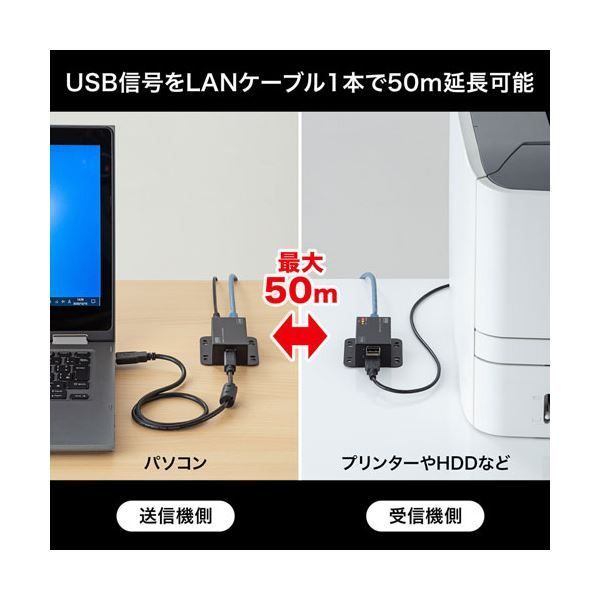 サンワサプライ USB2.0エクステンダー(2ポートハブ付き) USB-EXSE