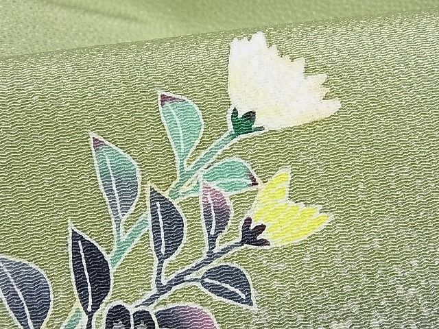 着物屋こころ■本場大島紬　笹竹文　たたき染め　逸品　未使用　h938 平和屋着物○本場大島紬 カタス7マルキ 総絣 吉祥枝花丸文 丸宮織物