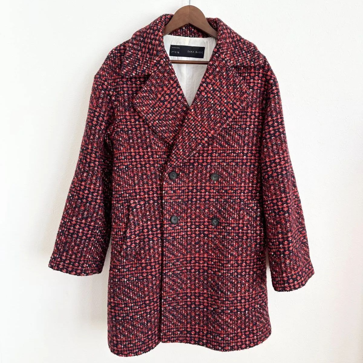 ZARA ザラ チェック柄 ウール混 ロングコート キレイめカジュアル 