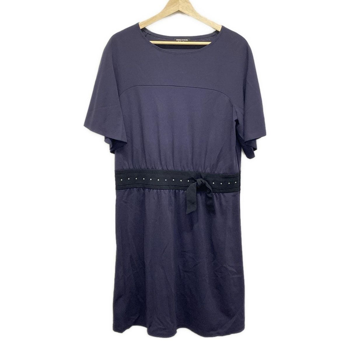 ソニアリキエル スタッズ黒 ニット 半袖ミニワンピース サイズ38 SONIA