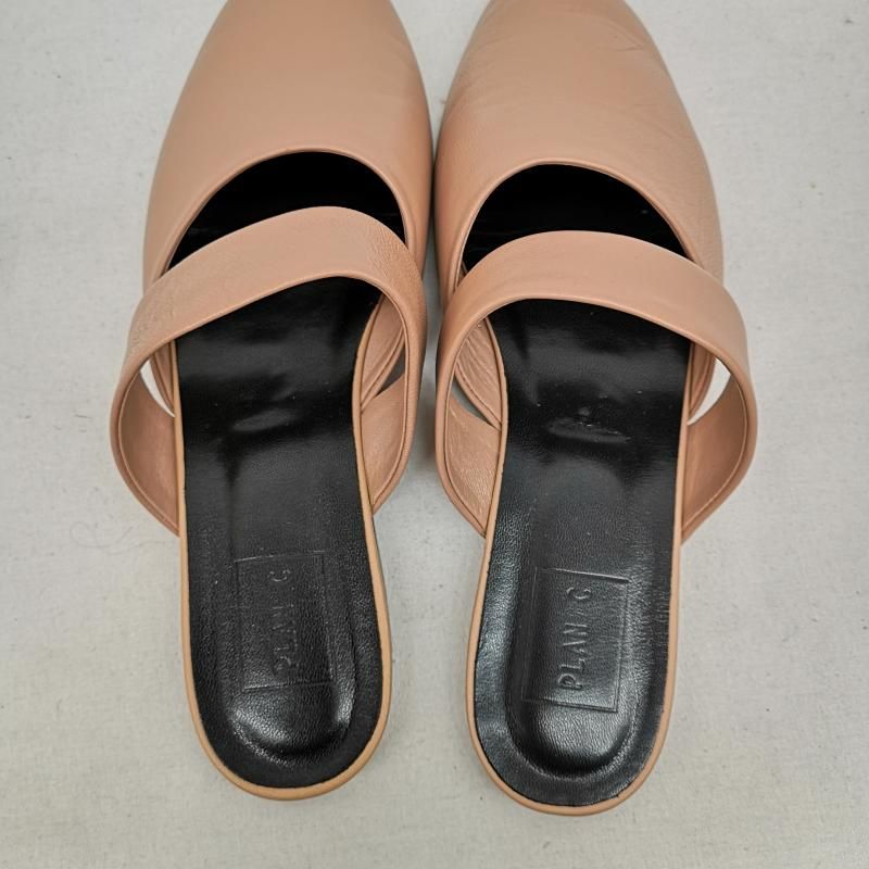 古着 サンダル PLAN C レザー ミュール サンダル ピンクベージュ サイズ37 KIN-KAAI_COM