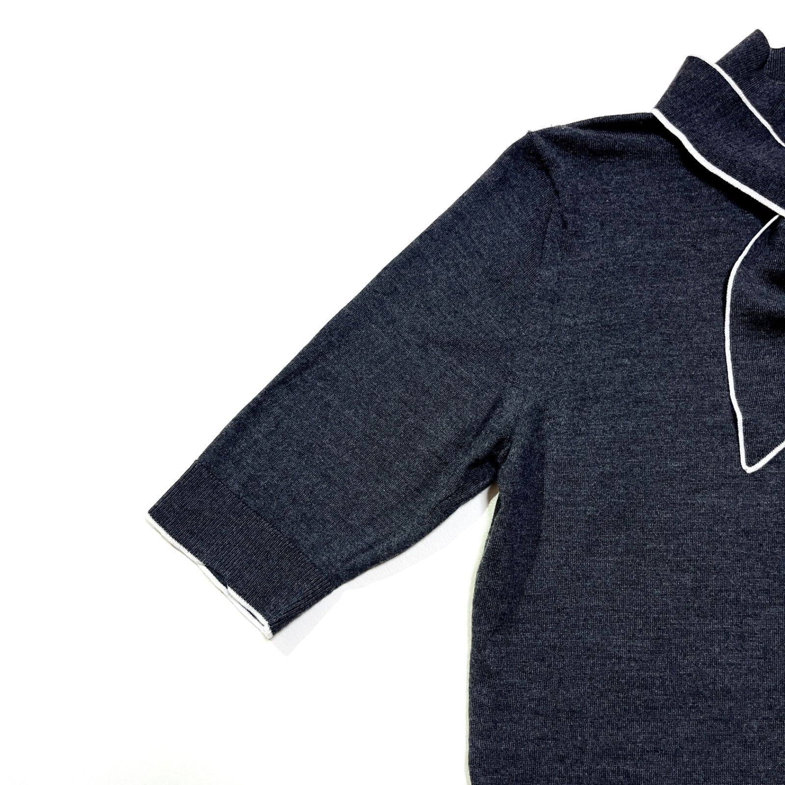  cD 60 ANAYI ロロ ピアーナ ボウタイ ボウタイニット セーター Loro Piana ハイネック 定価25 300円 五分袖 七分袖 ニット セーター