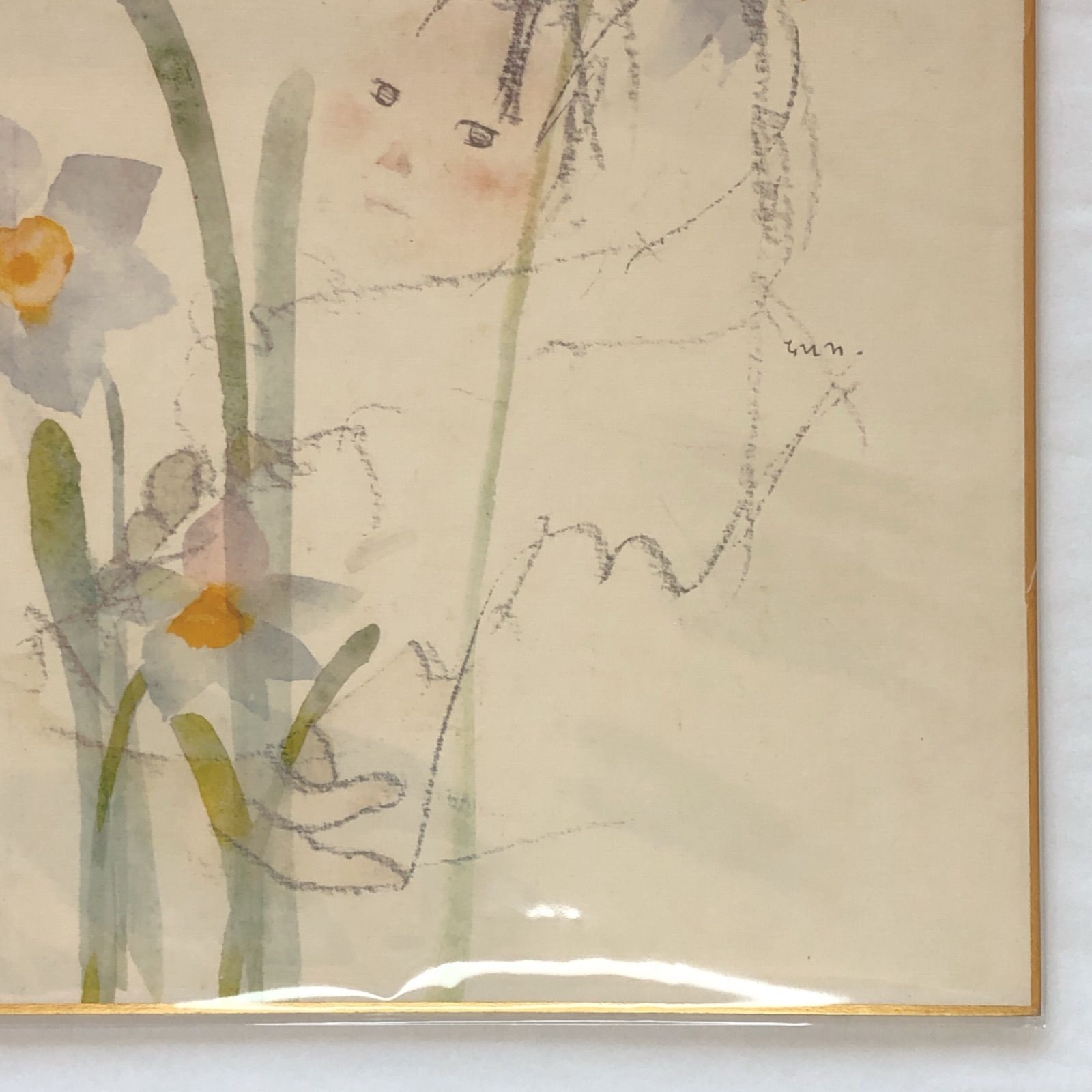 いわさきちひろ 色紙絵 児童絵 母子・色紙 No.7612 ちひろサイン