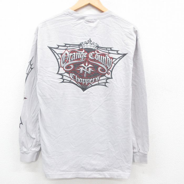 L/古着 長袖 ビンテージ Tシャツ メンズ 00s オレンジカウンティチョッパーズ コットン クルーネック グレー 23aug26 中古