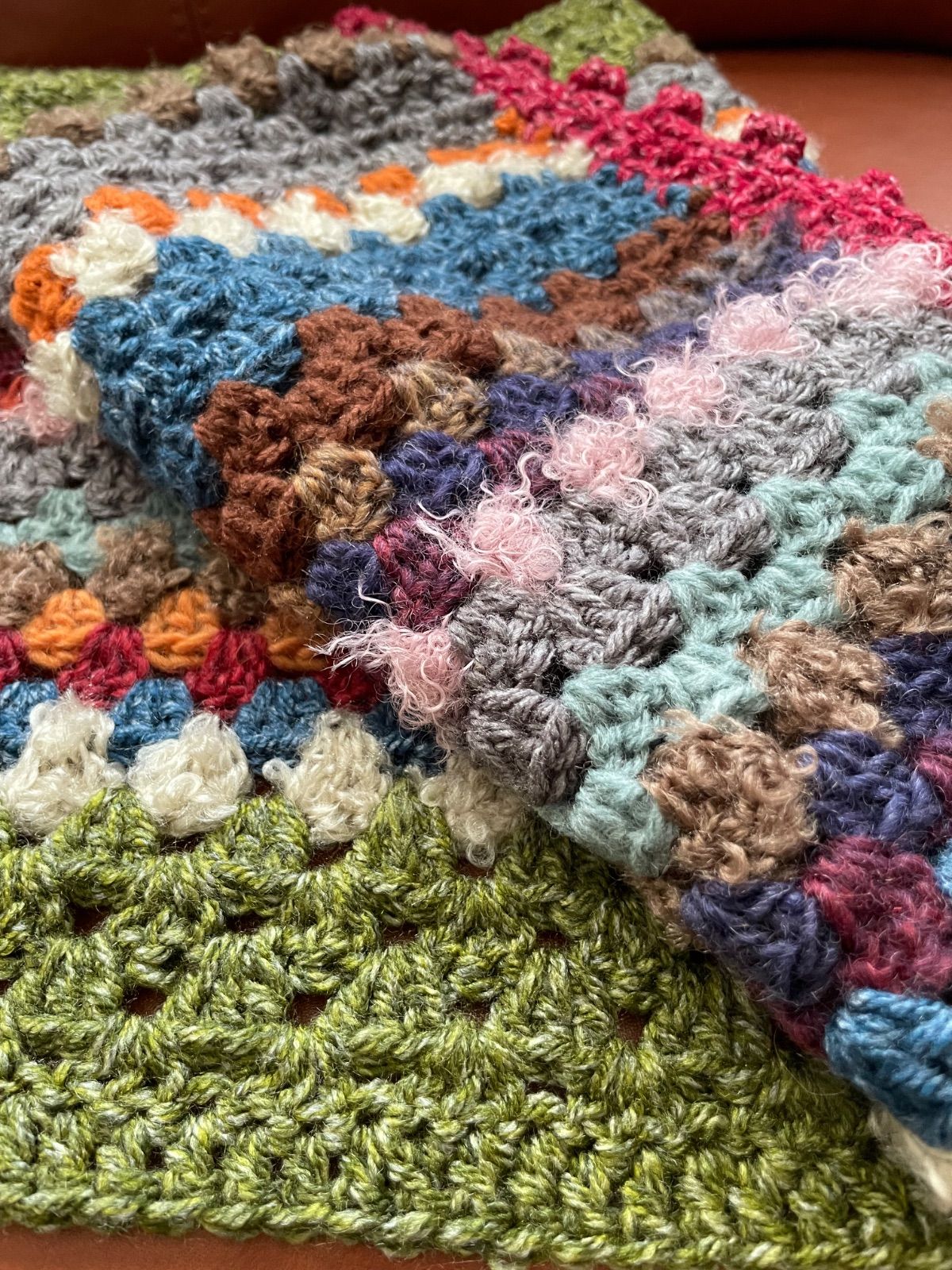 かぎ針編み ひざ掛け ブランケット マルチカバー レトロ カラフル