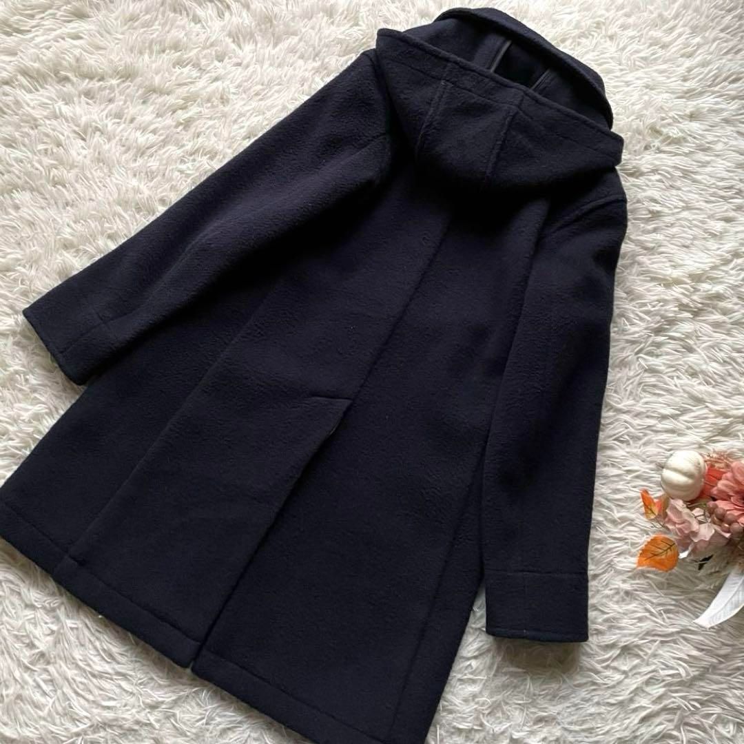 ダントン ウールモッサ 2way フード付きロングコート くるみボタン