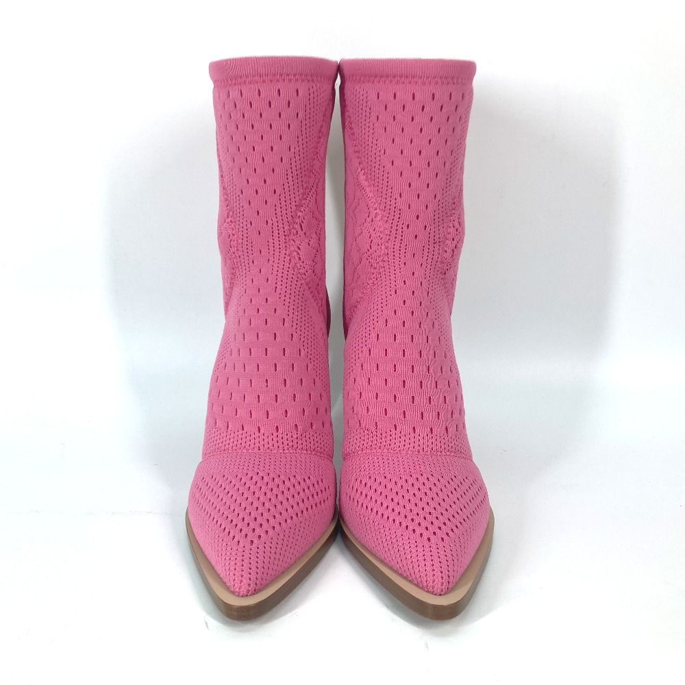 FENDI ピンク ニットブーティ ヒール8.5cm 23cm