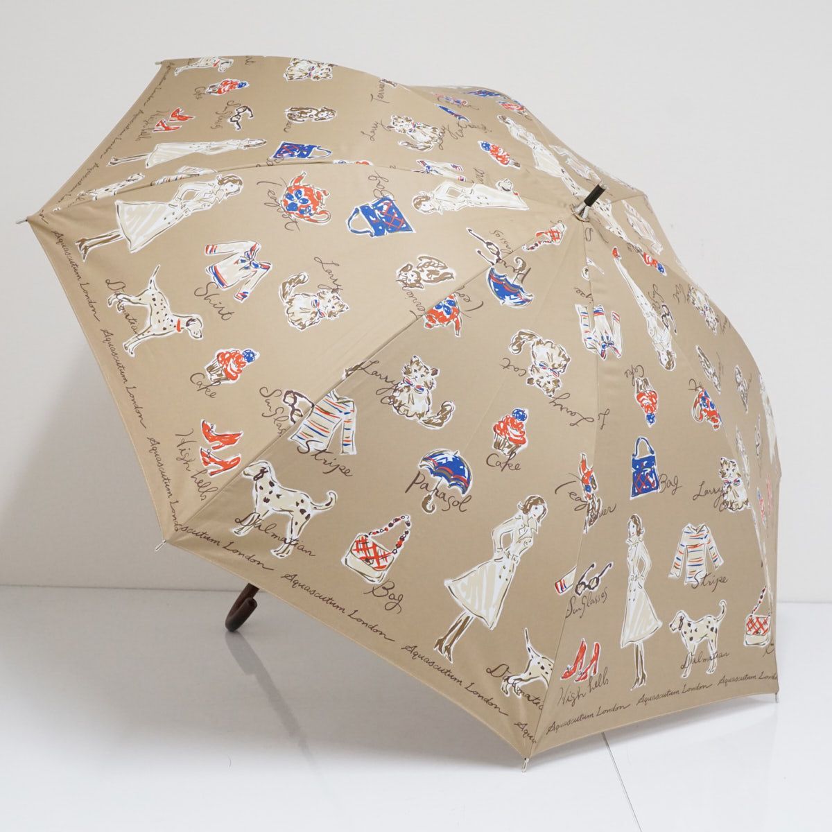 新品 訳ありアクアスキュータム 日本製 長傘 雨傘 犬 UV街角 ロンドンガール 晴雨兼用日傘 Aquascutum アクアスキュータム USED品 ロンドン