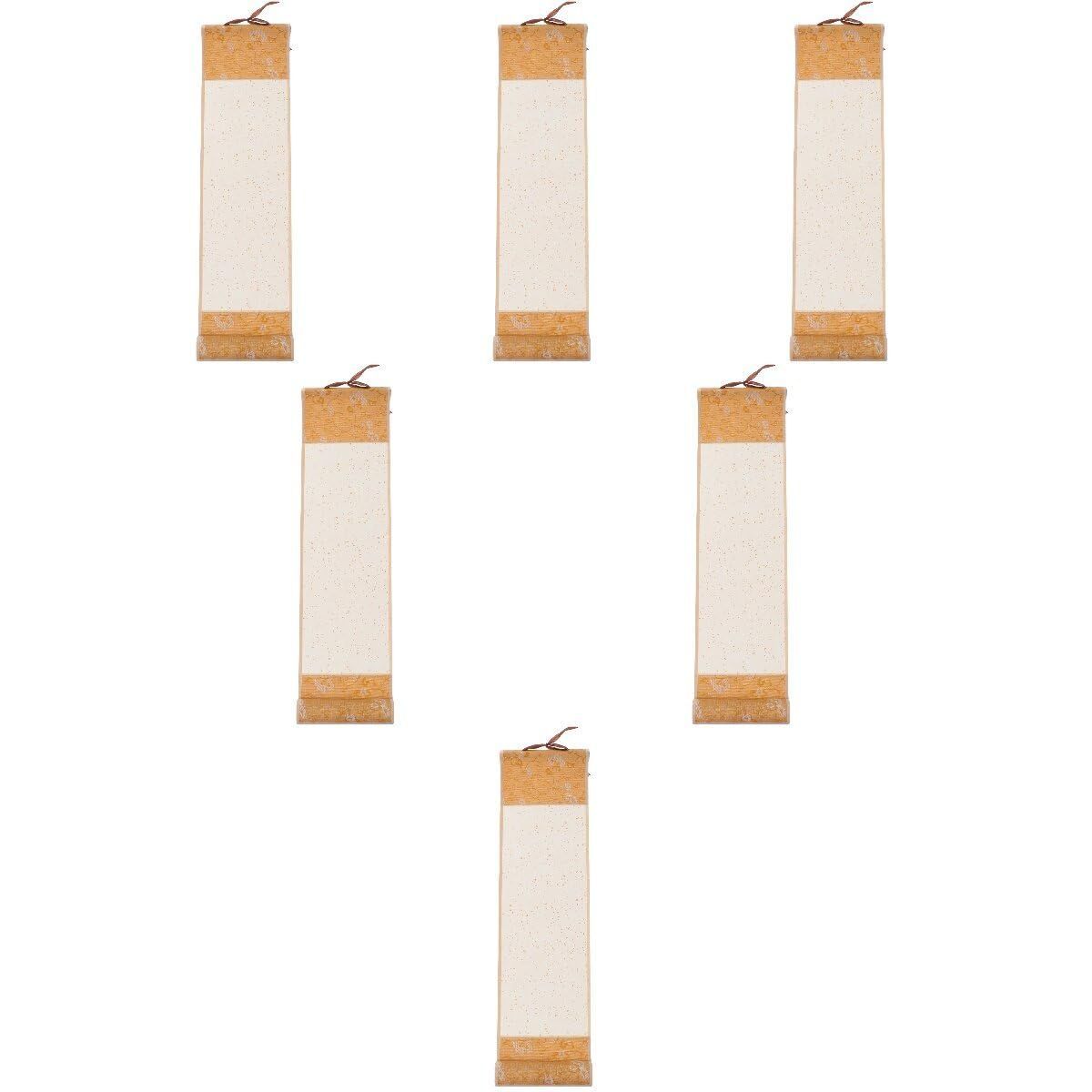 【特価商品】無地 白抜き掛軸 白 書き 掛け軸 墨 巻物 掛軸 表装 軸 スケッチペーパーロール 半紙 和紙 縦型 道具 吊るし FAVOMOTO 書 ペーパーロール 6個セット 茶色