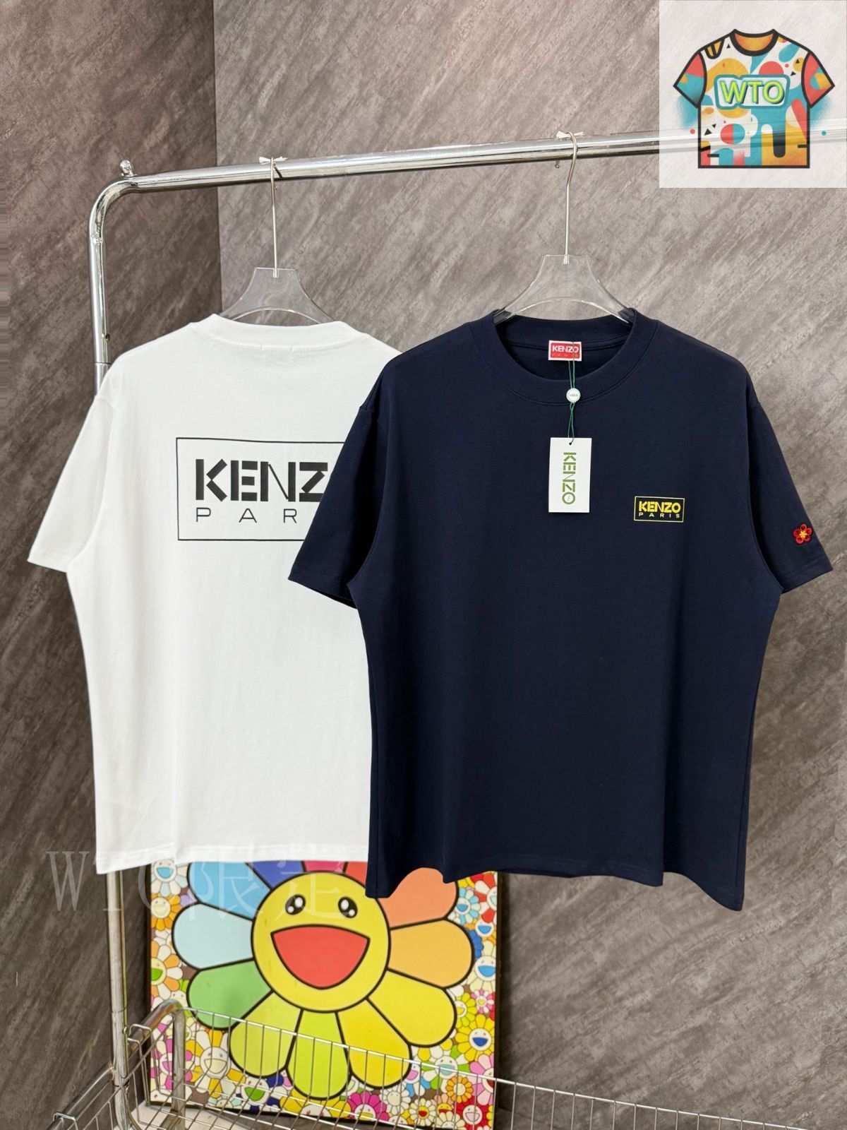 今日特価】KENZO Logo Print 小花刺繍 円領 T シャツ - メルカリ
