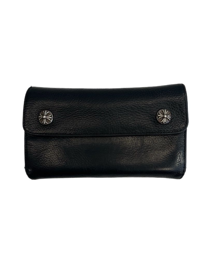 クロムハーツ CHROME HEARTS WAVE WALLET CROSS BUTTON ウェーヴ クロスボタン 長財布 黒 302014801A06 財布 ケース メンズ財布 ブラック 101wal-38