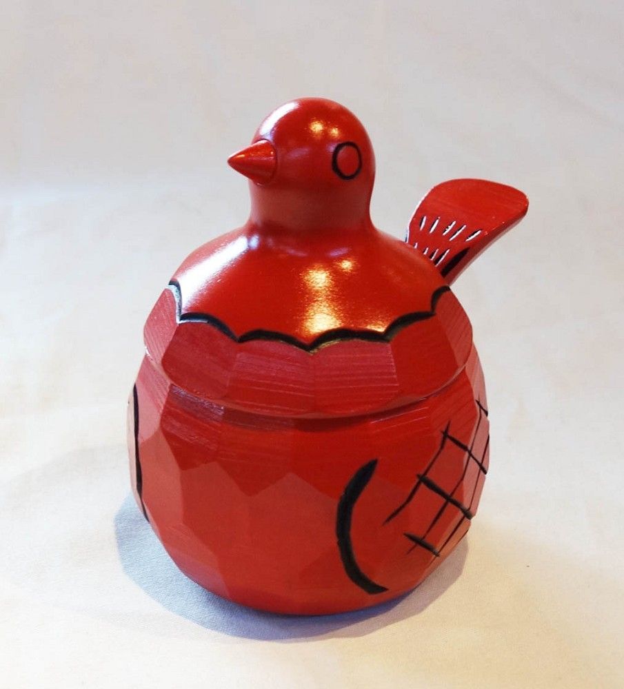 鳩のシュガーポット（大）赤 白樺彫り砂糖壺 www.musicaiem.com.br