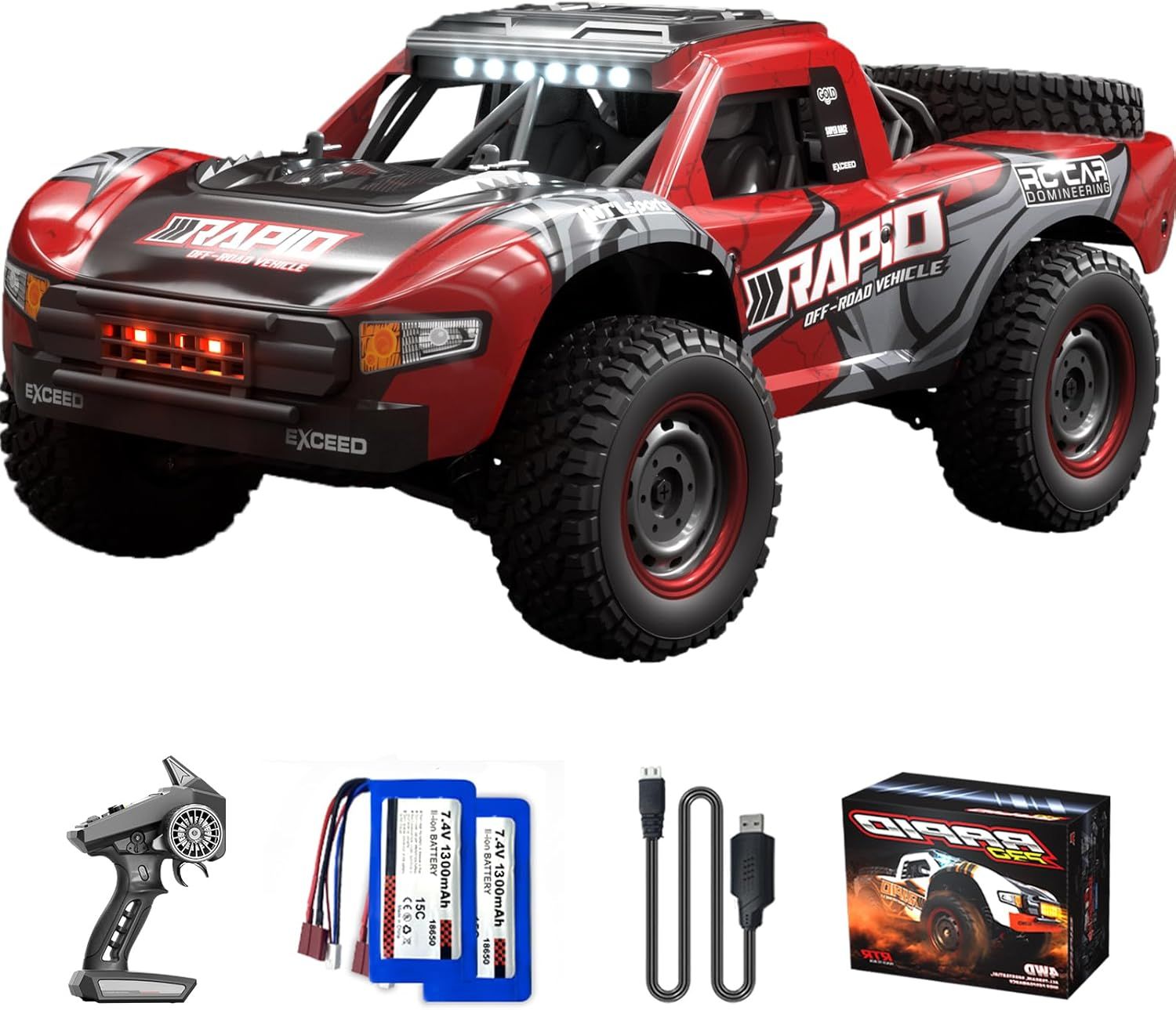 Ritaosan 高速 ラジコンカー 40/70km/h ブラシレスモーター ラジコン オフロード 4WD 大人向け 人気 バッテリー2個 操作時間40分 1/14 LEDライト 2.4Ghz 四輪駆動 レーシング 電動 おもちゃ 子供向け 車