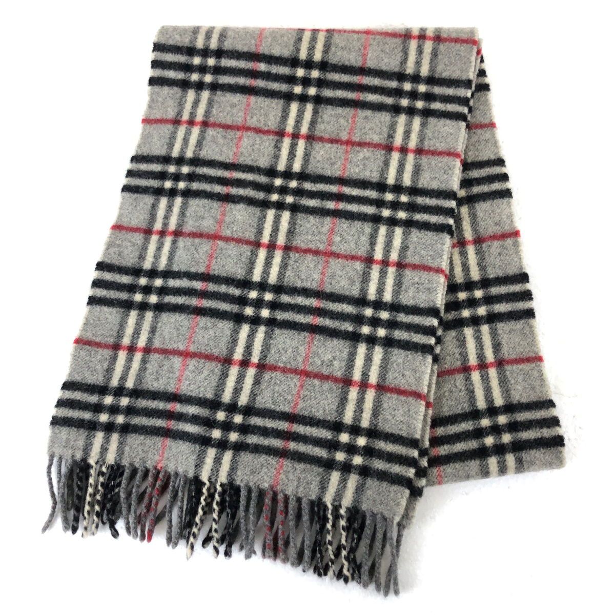 【古着】 Burberry’s of LONDON ウール マフラー チェック 英国製 90年代 グレー系 フリーサイズ 【中古】 n042453
