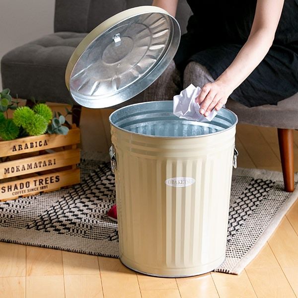 ゴミ箱 33L オバケツ 屋外兼用 （ OBAKETSU ごみ箱 トタン ふた付き 33 リットル ダストボックス 円柱 バケツ型 収納 収納ケース 収納ボックス 屋外 屋内 丸型 ペール リビング 園芸 フタ 蓋 付き ガーデニング 