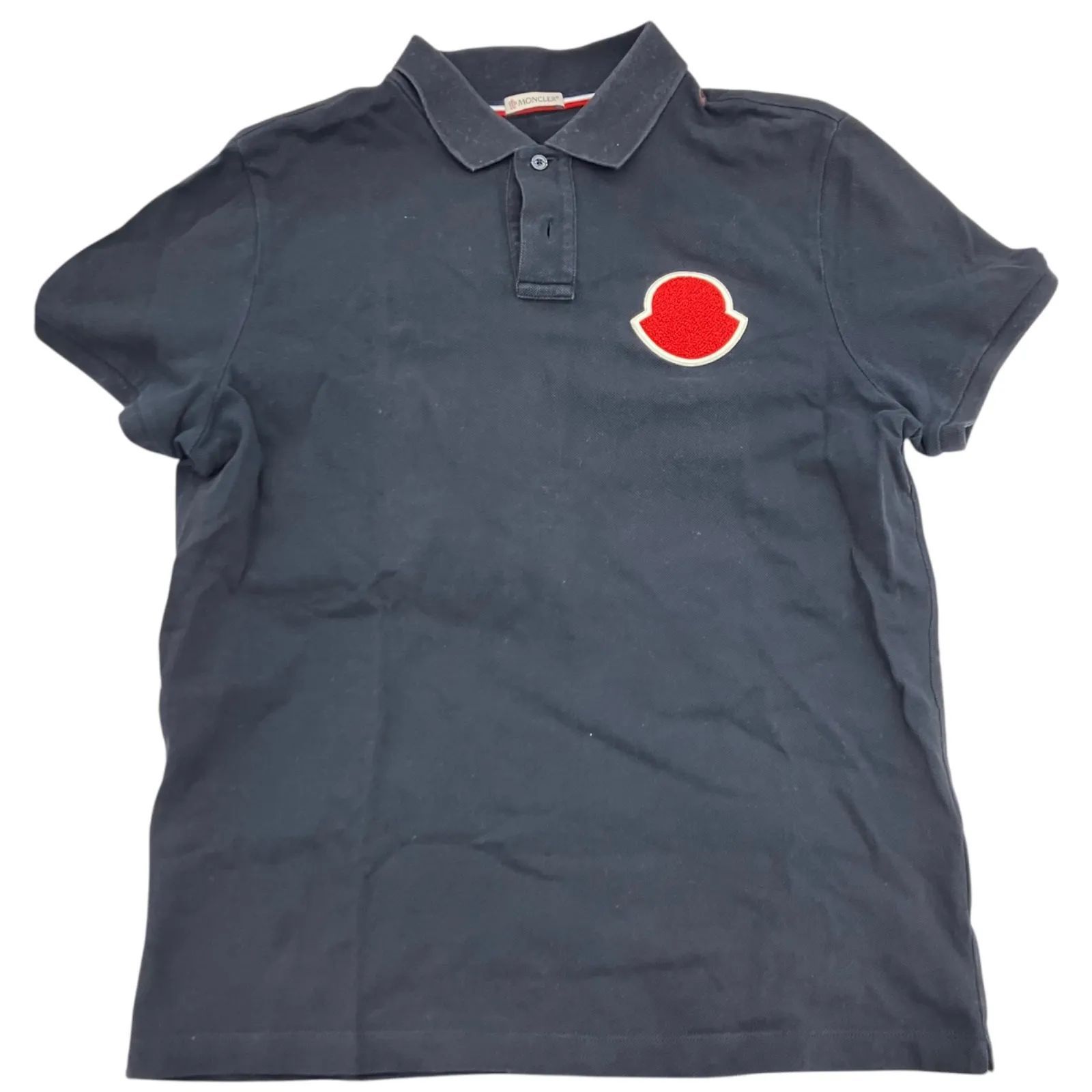 定価約７】モンクレール☆ビッグロゴ ポロシャツ☆ブラック☆XS☆国内正規品 トップス
