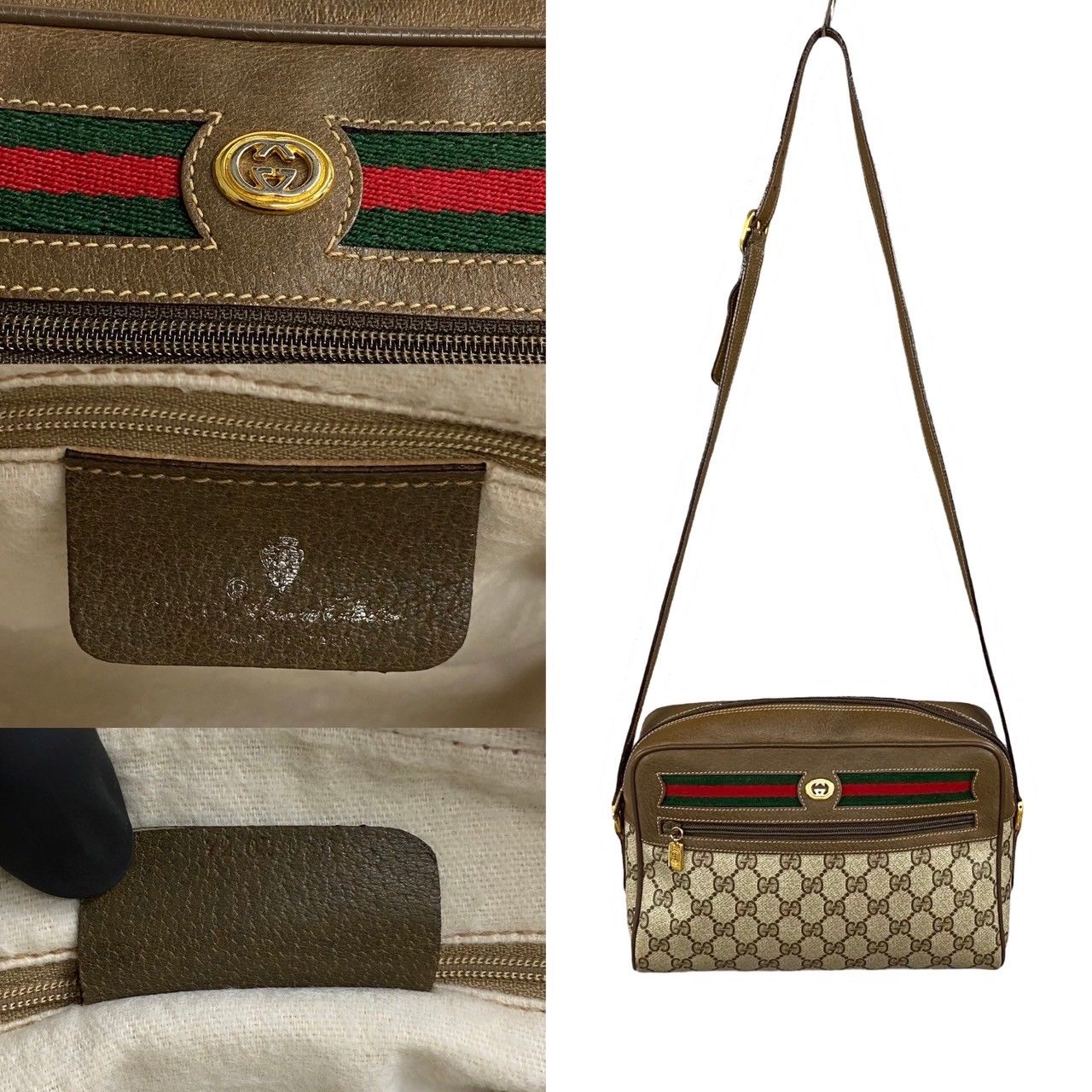 未使用保管品 GUCCI グッチ オールドグッチ ヴィンテージ シェリーライン GG ロゴ 金具 レザー ショルダーバッグ ブラウン 15496 -  メルカリ