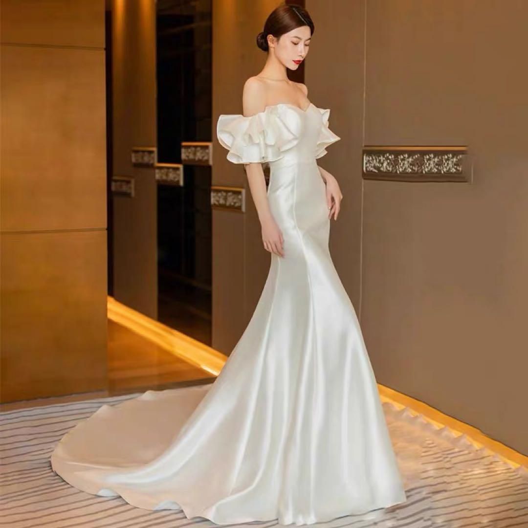 新品未使用 白マーメイドウェディングドレス 結婚式 - メルカリ
