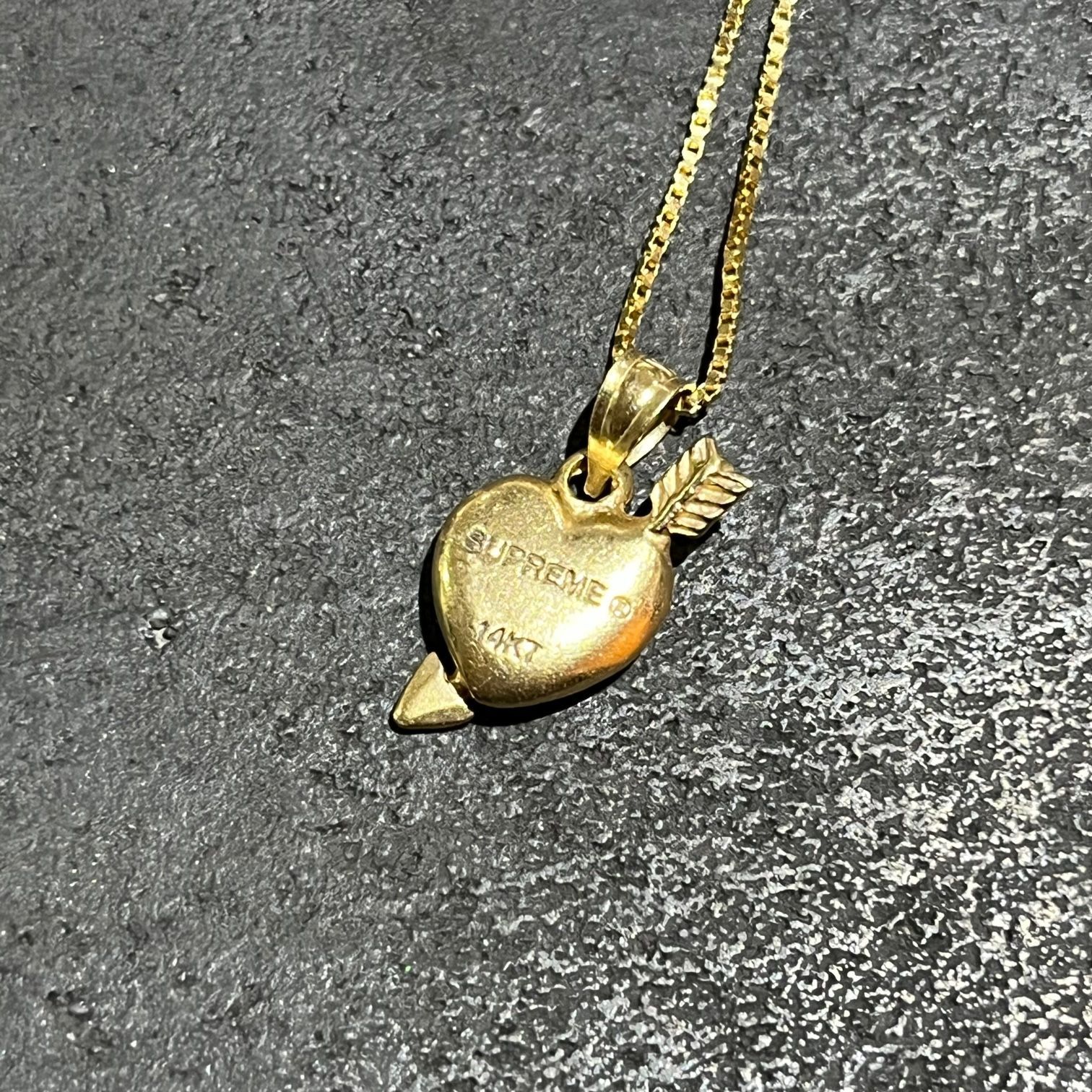 国内正規 美品 SUPREME 17SS 14k Gold Heart And Arrow Pendant ハート