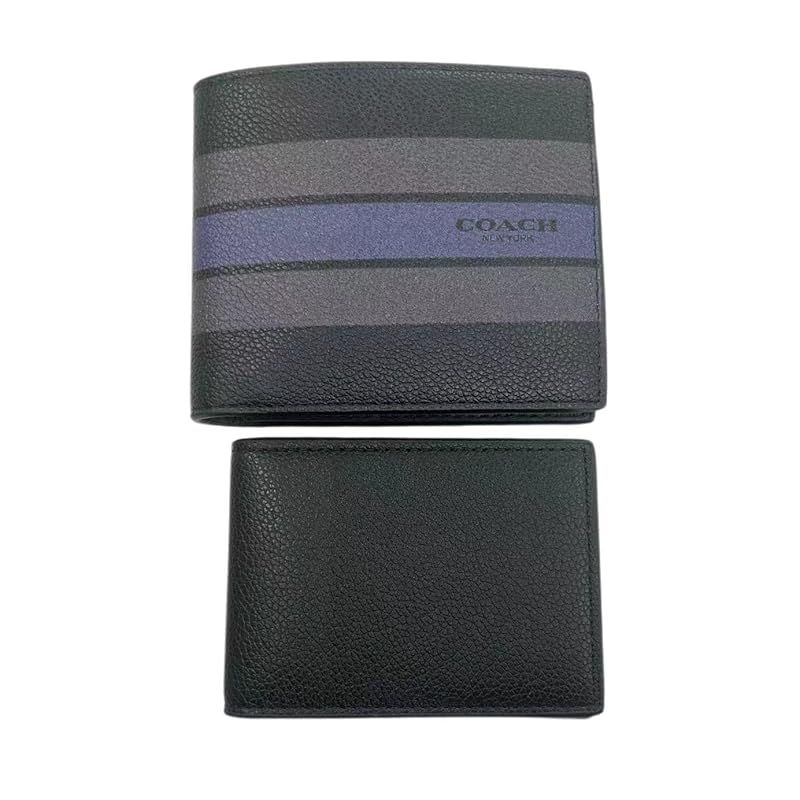 【新品】 [コーチ] カード が たくさん 入る 財布/財布 メンズ 2つ折り 二つ折り財布 メンズ財布 小さい 財専用BOX (Black gray blue) [並行輸入品] 1