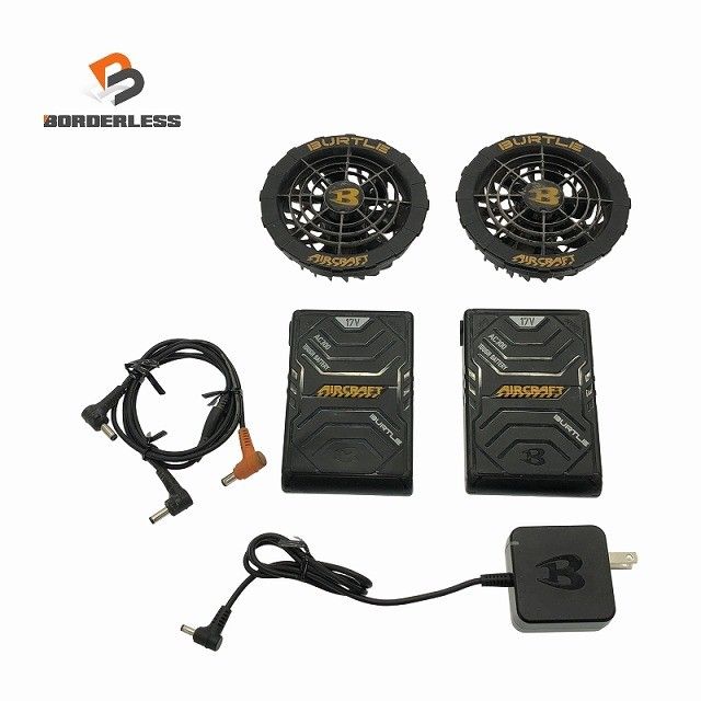 品セット BURTLE バートル 17V エアクラフトバッテリー AC300×2 ファンユニット AC310|311 黒 ファン|充電ケーブル117383