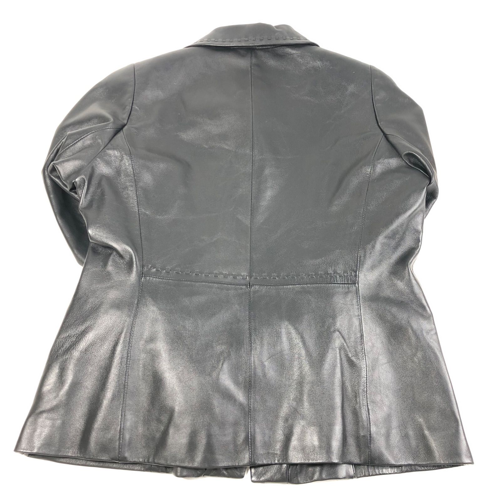 【史上最も激安！】 A1016-6-5 Partina レディース シープスキン レザー ジャケット 羊革 コート ブラック 黒 size L 身幅53cm 肩幅37cm 着丈61cm 2025新作品質、保証特価！