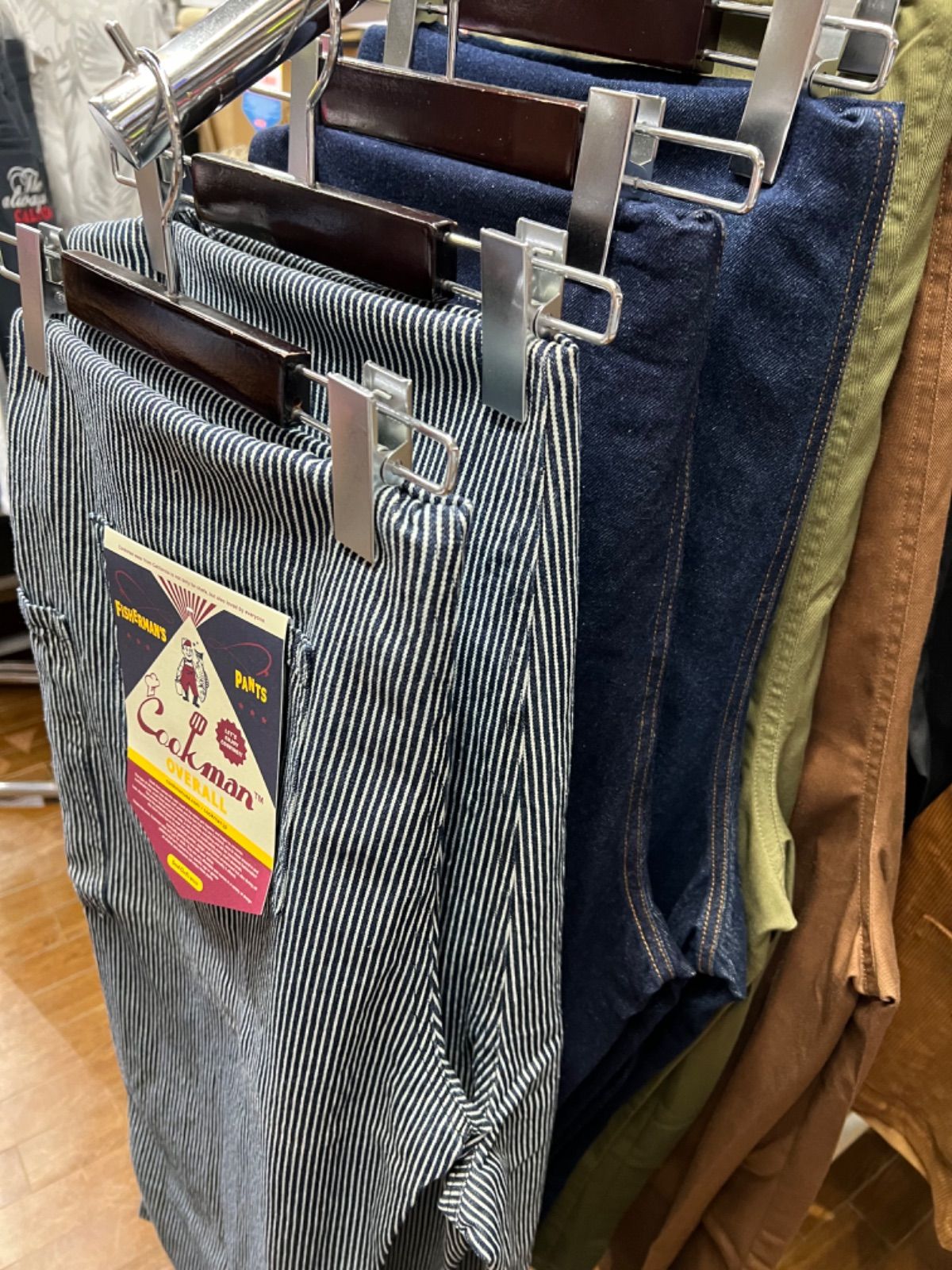 Cookman オーバーオール　ヒッコリー柄　Mサイズ COOKMAN クックマン オーバーオール メンズ レディース 大きい