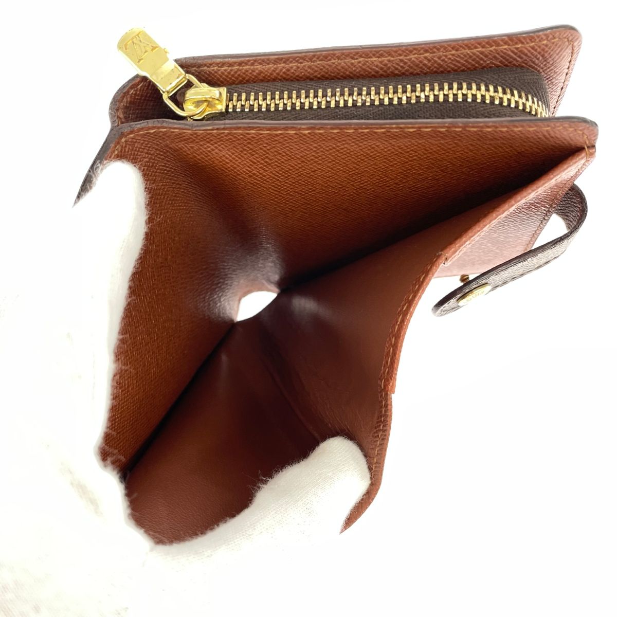 ルイヴィトン 二つ折り財布 コンパクトジップ モノグラム ブラウン コインケース ルイヴィトン 二つ折り財布 コンパクトジップ モノグラム