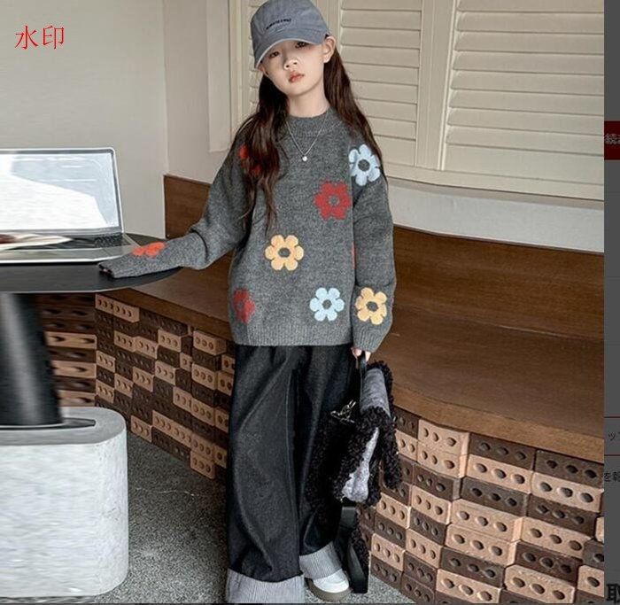 キッズ セーター 女の子 子供服 ニットセーター 花柄 セーター キッズ 子供セーター タートルネック トップス 子ども服 通園 通学 可愛い ジュニア 赤ちゃん 春秋冬 暖かい クリスマス 誕生