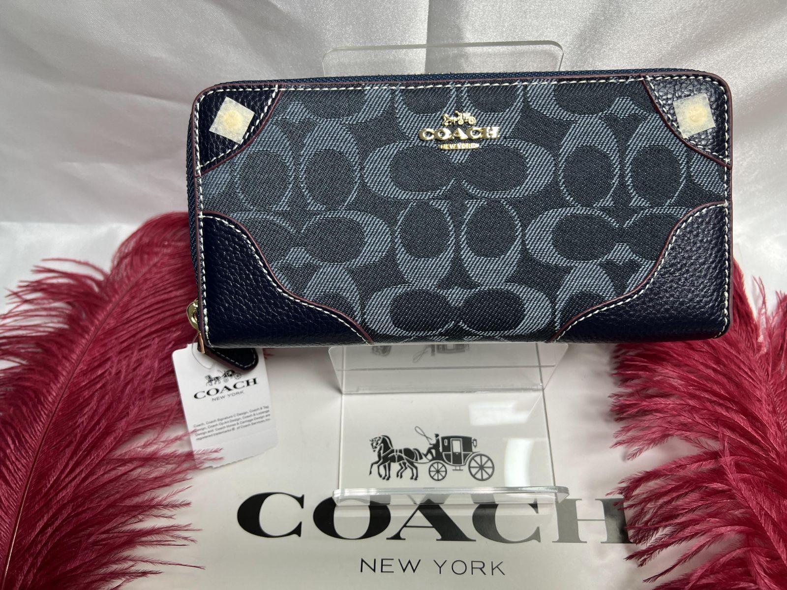 COACH 財布 コーチ長財布 シグネチャー デニムレザー ジップアラウンド 