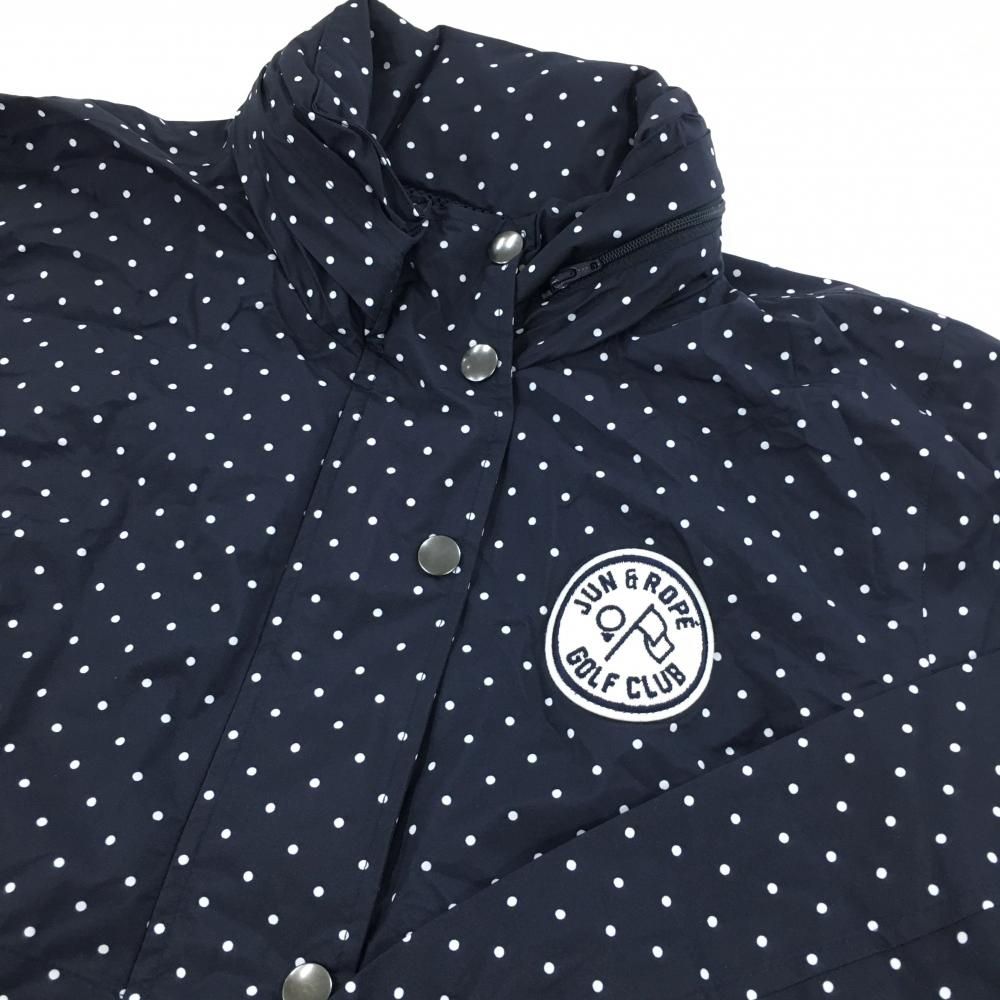 美品】ジュンアンドロペ 2WAYレインワンピース ネイビー×白 ドット