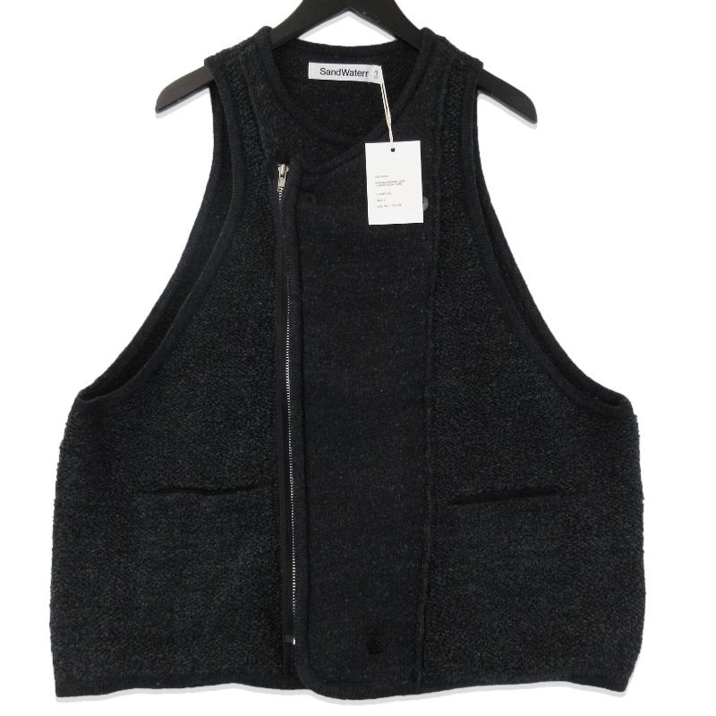 SandWaterr サンドウォーター ニットベスト SW-V0303 RESEARCHED KNIT VEST LAMBS WOOL YARN グレー 2 71012706