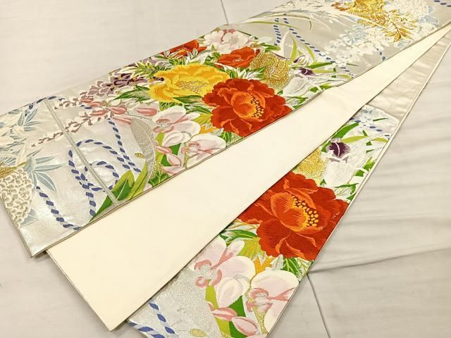 平和屋着物＊夏物 六通柄袋帯 唐織 草花文 金銀糸 正絹 逸品