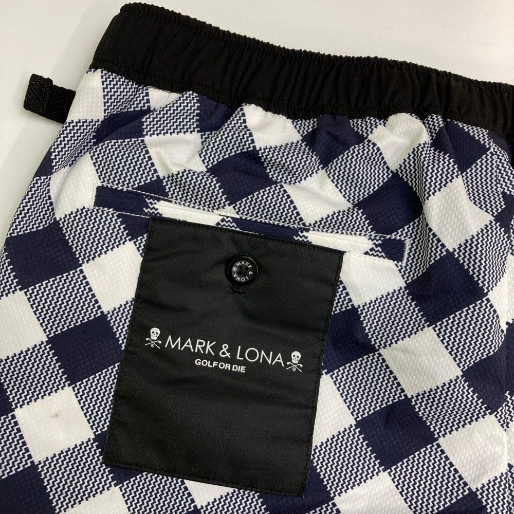 美品　MARK&LONA マークアンドロナ　ハーフパンツ44 MARK&LONA マークアンドロナ ハーフパンツ ベージュ×ネイビー サイド