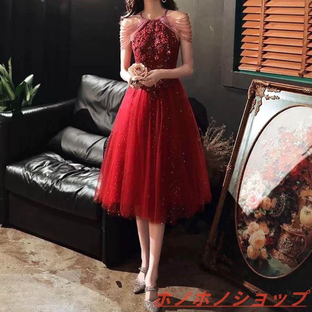 ビジューの美しい チュールイブニングドレス♩.• ビジューの美しい チュールイブニングドレス♩.•