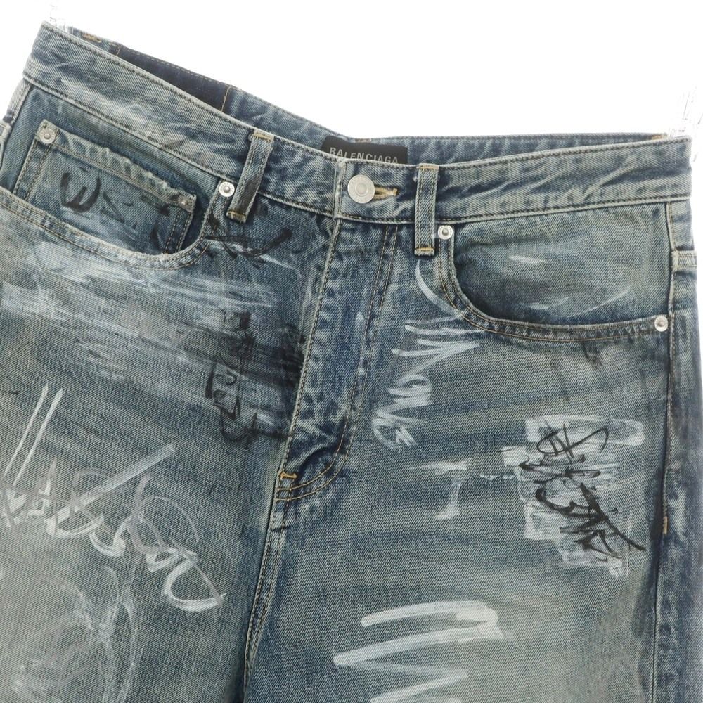 中古】バレンシアガ BALENCIAGA ダメージ加工 コットン ジーンズ  
