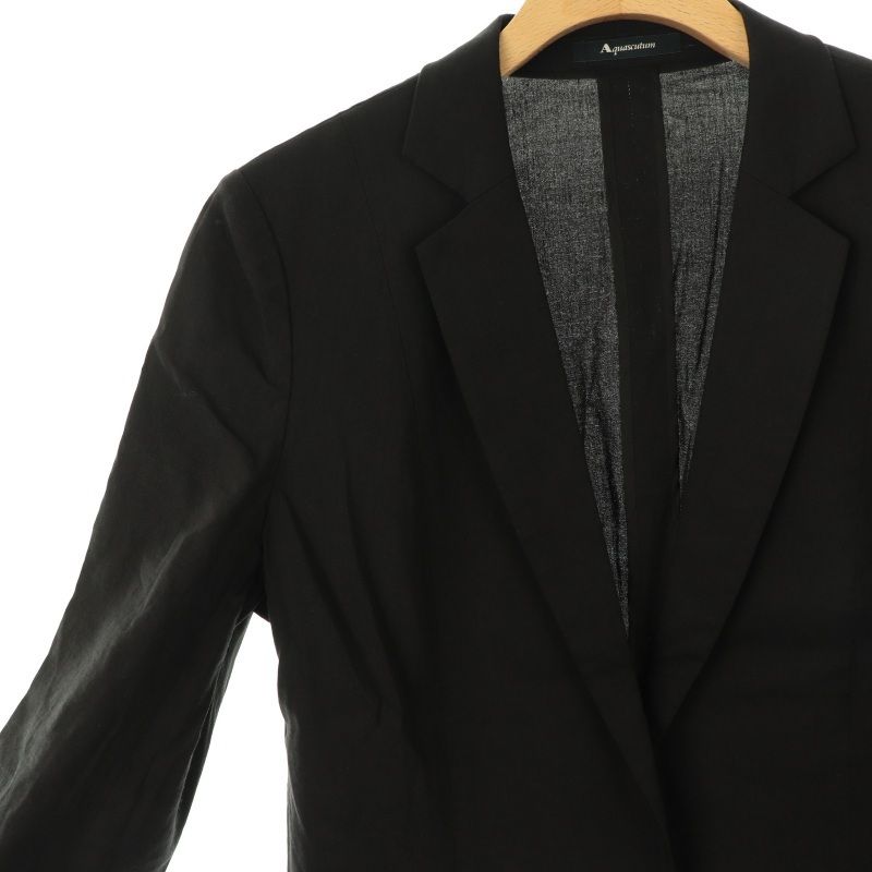 Aquascutum ブラックレザー テーラードジャケット アクアスキュータム AQUASCUTUM リネンテーラードジャケット 1B