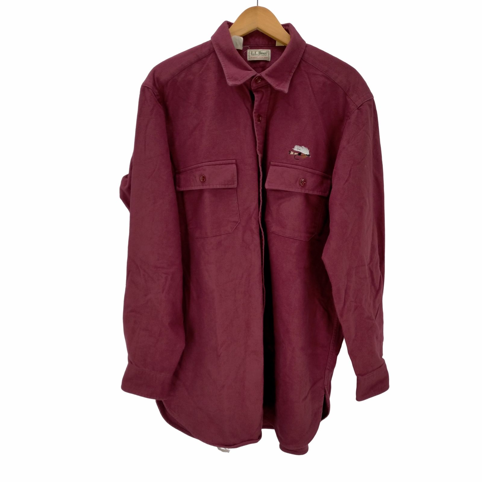 【80's-90's】エルエルビーン　シャモアクロスシャツ　ワンポイント刺繍ロゴ エルエルビーン L.L.Bean 80S USA製 CHAMOIS CLOTH SHIRT ワンポイント