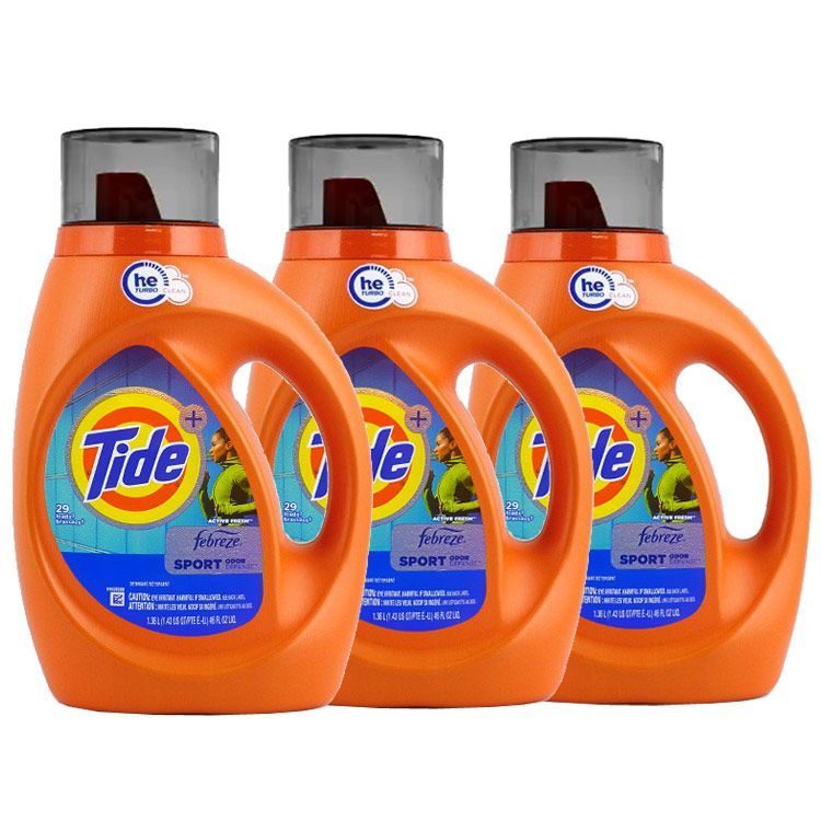 洗濯用洗剤 Tide タイド プラスファブリーズ スポーツ He アクティブフレッシュの香り 液体 1.36L 1360ml 46fl oz 【3本セット】 P&G 洗濯洗剤 輸入洗剤 日用品 アメリカ製 アメリカ雑貨