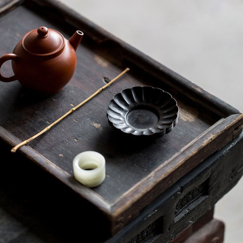 銅　茶托　茶道具　3種　宣徳銅茶托 銅製 茶托 3点セット（菊の花） - メルカリ
