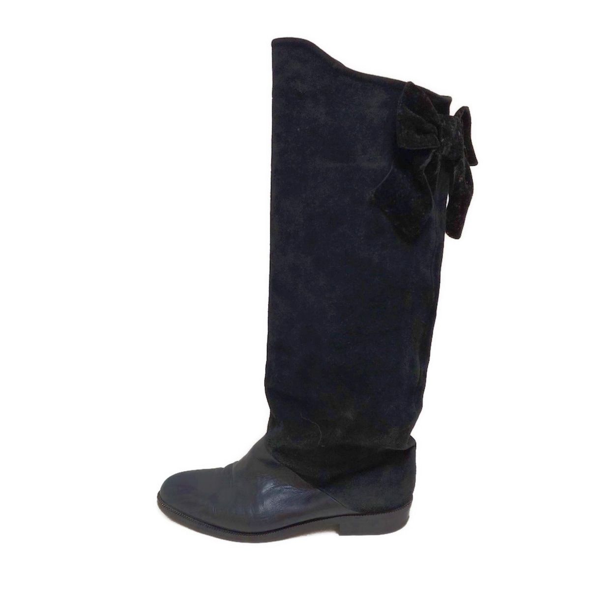 FOXEY フォクシー ロングブーツ 35 レディース - 黒 リボン|アウトソール張替済 レザー