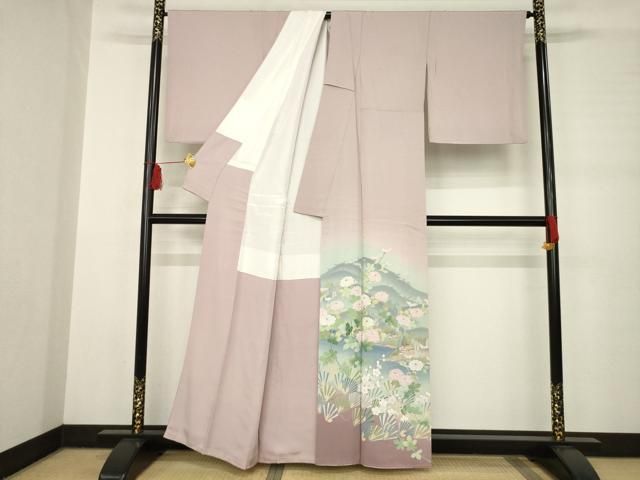 平和屋着物●豪華色留袖 友禅 作家物 遠山風景花文 暈し染め 正絹 AABB4467ck