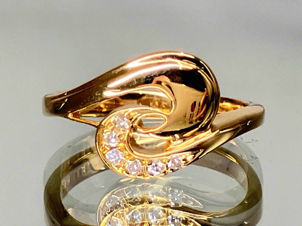 K18(総4.2g) #11 D0.06ct 天然ダイヤモンド ゴールド デザインリング